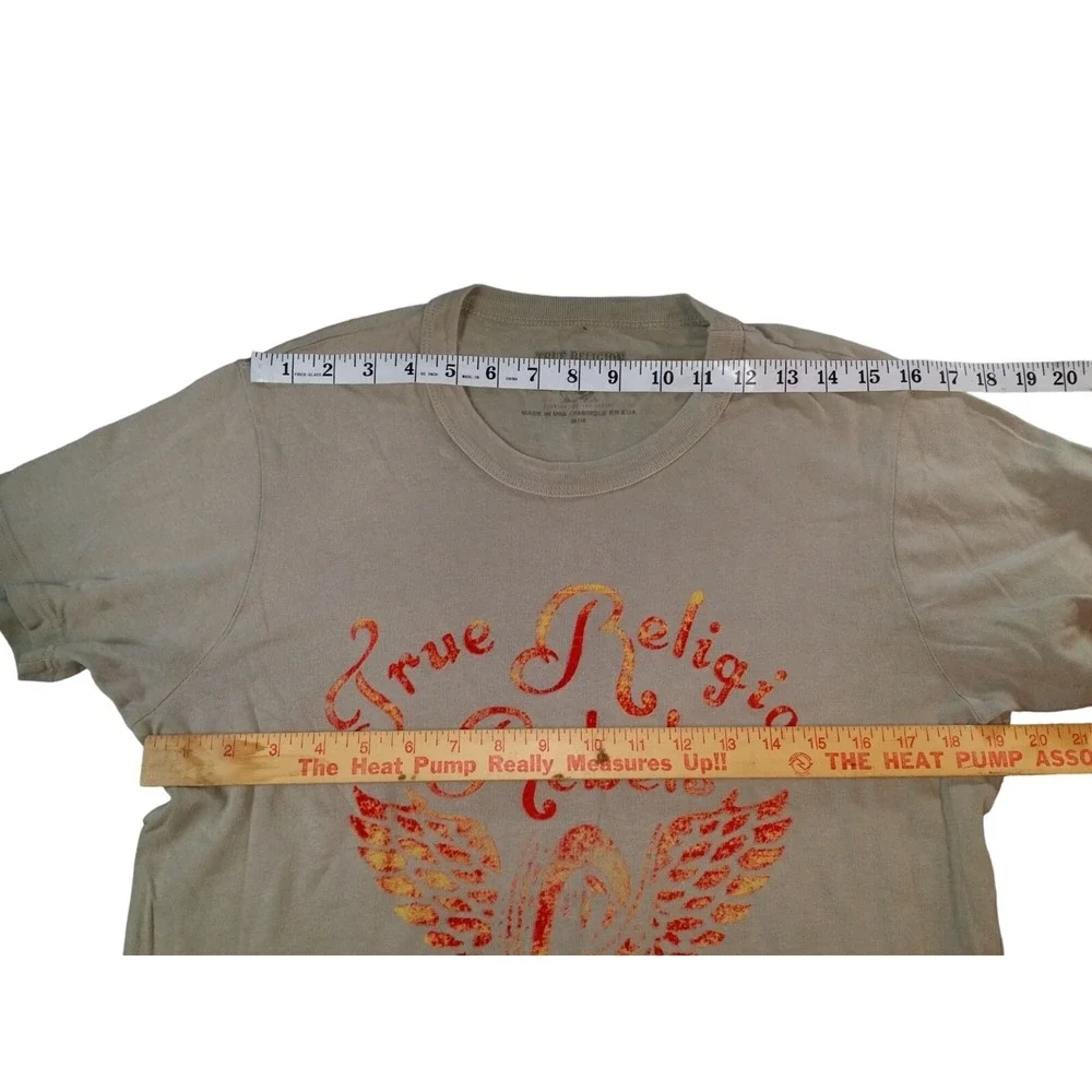 True‎ Religion Rebels Biker Graphic Tee Medium Khaki Winged Cycle Club Horseshoe